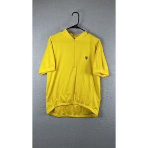 Canari Cycling Jersey Mens Medium Yellow Short‎ Sleeve 1/4 Zip Road Bike Top